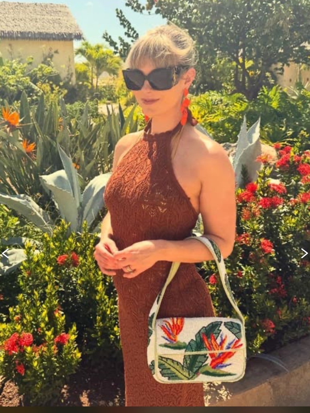 Staud Tommy Birds of Paradise Glass Beaded Tropical Shoulder Bag Purse